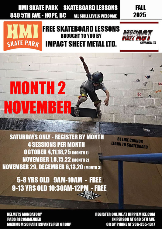 Free Fall Skateboard Lessons - November 2025