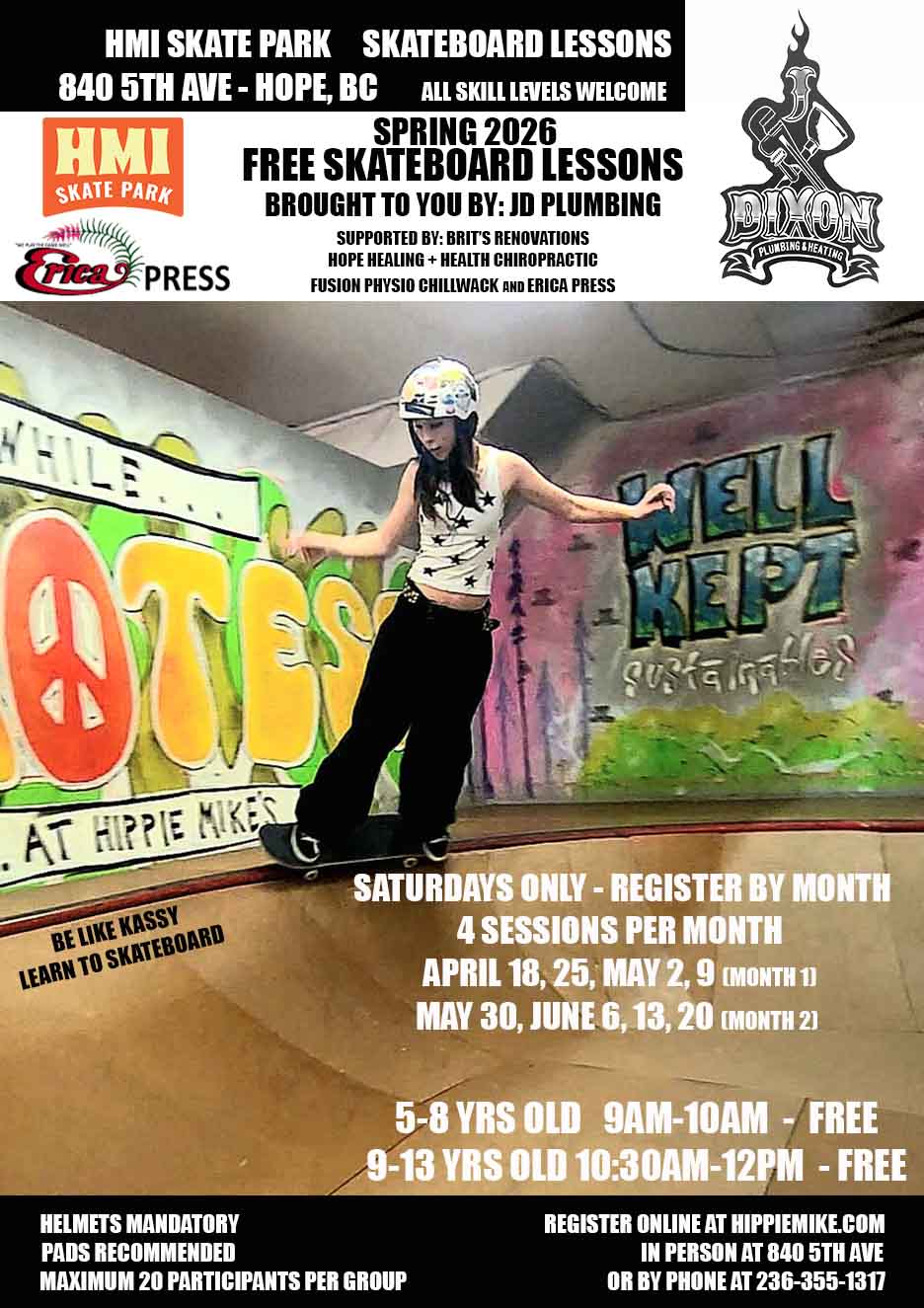 Free Spring Skateboard Lessons - April/May 2026